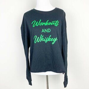 Miken FLOW Women Black Long Sleeve T-Shirt Size Large Workouts And Whiskey